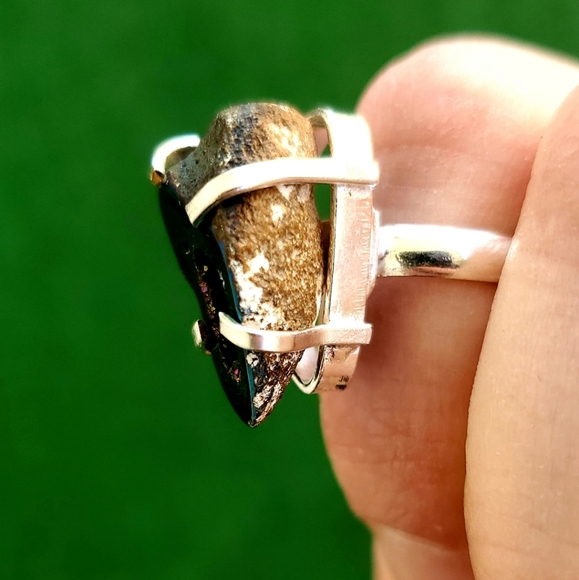 New Titanium Druzy 925 Silver Ring. - Picture 3 of 9